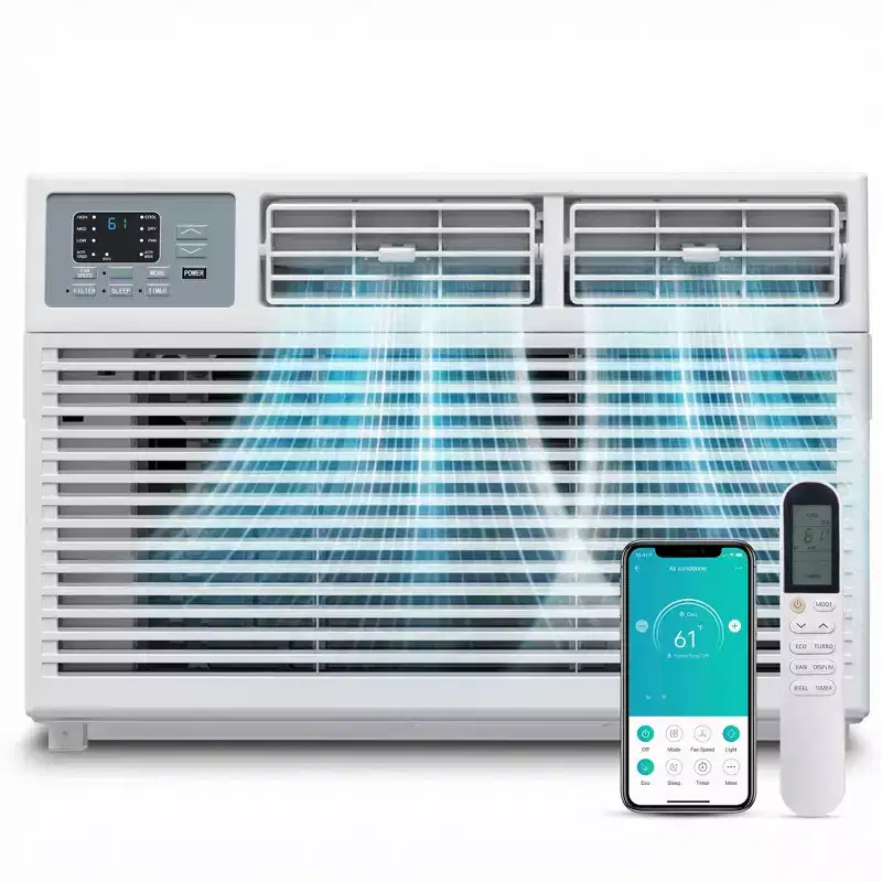 Simzlife Smart 10000 BTU Window Air Conditioner, 3-in-1 AC for 450 Sq.Ft, APP Control, Easy Installation, Energy-Saving & Quiet Operation, White