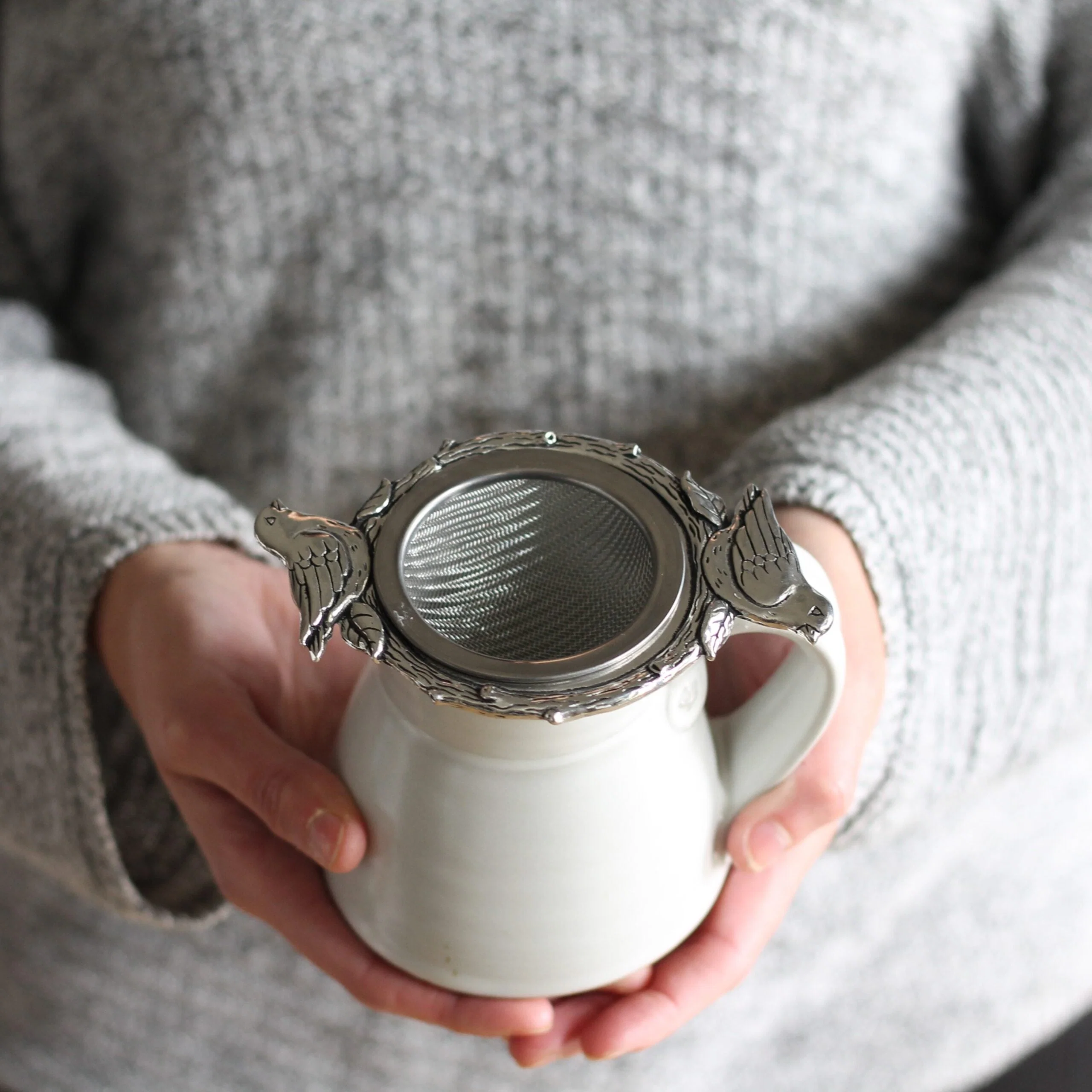 Handmade Pewter Tea Strainer