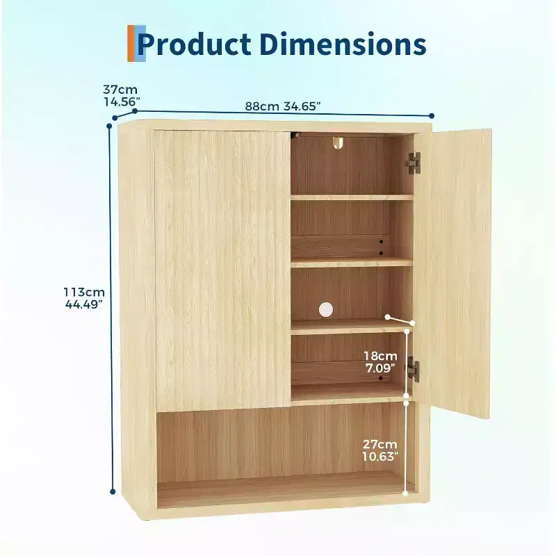 44 Tall Shoe Cabinet, Storage Organizer with Doors & 4 Adjustable Shelves, Modern Free Standing Shoe Rack for Entryway, Hallway, Living Room