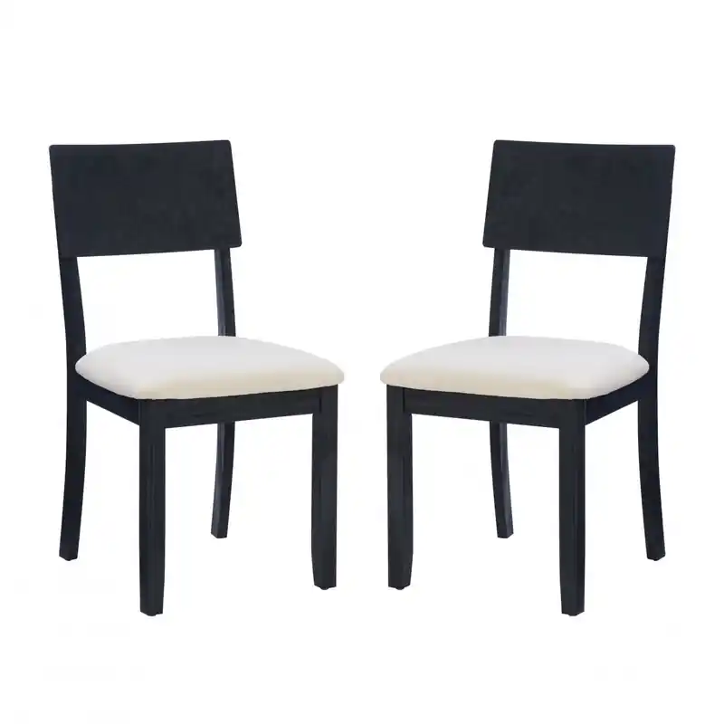 Dark Charcoal Linen-Look Fabric Dining Chair