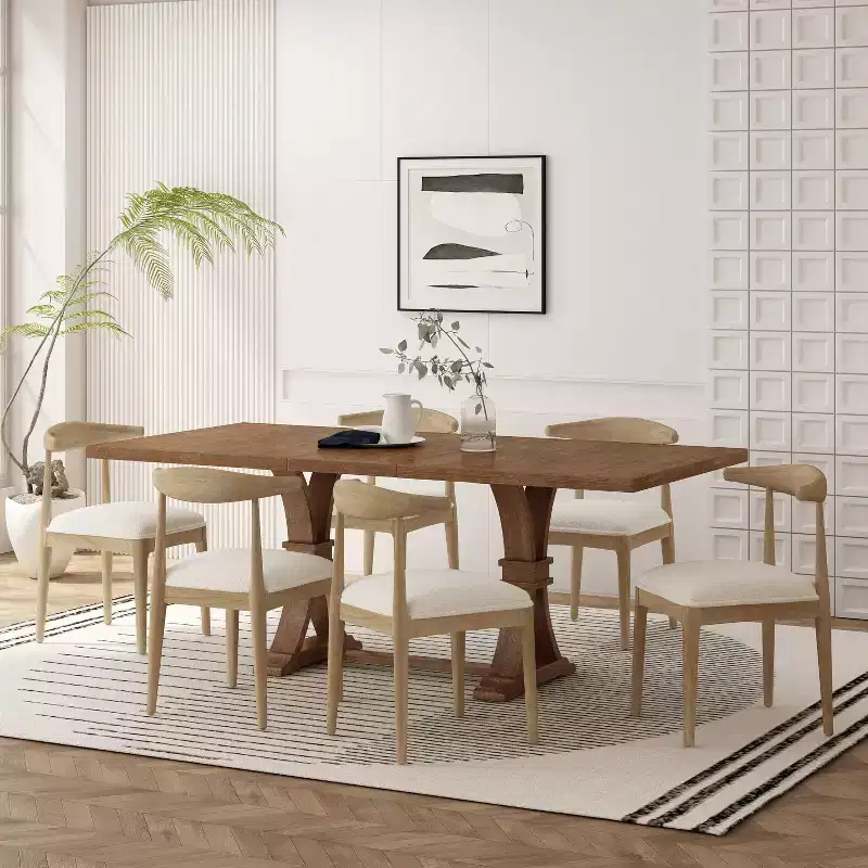 Christopher Knight Home Covey 7 Pieces Contemporary Upholstered Wood Expandable Dining Set