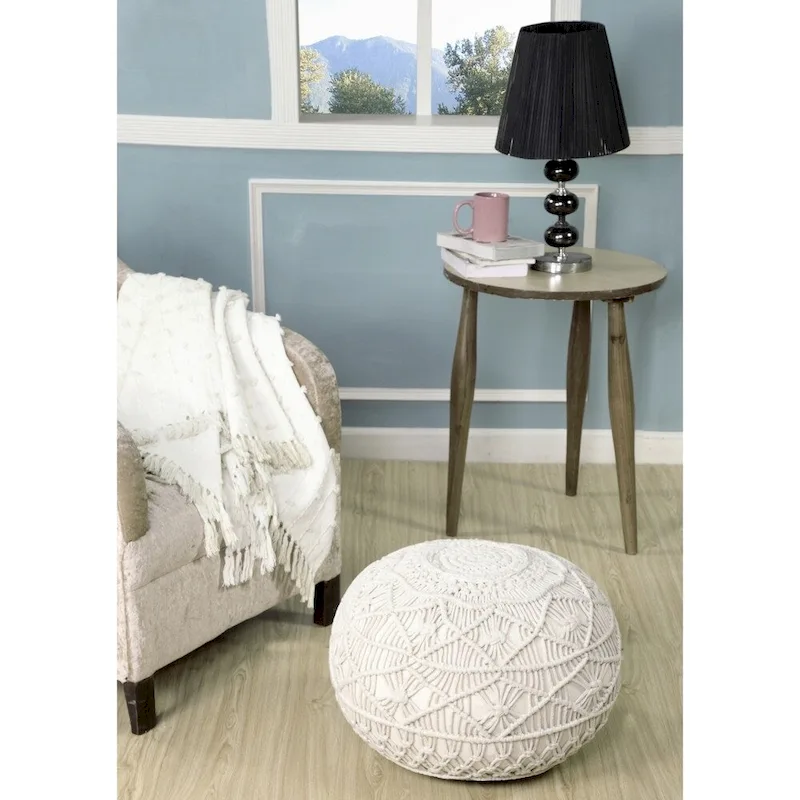 Natural Woven Pouf Footstool