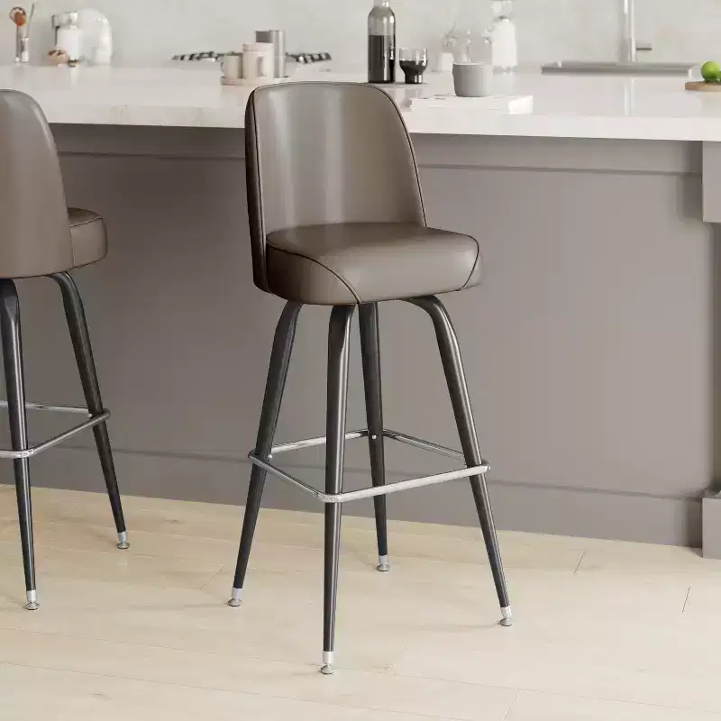 Emma and Oliver Metal Barstool with Swivel Bucket Seat
