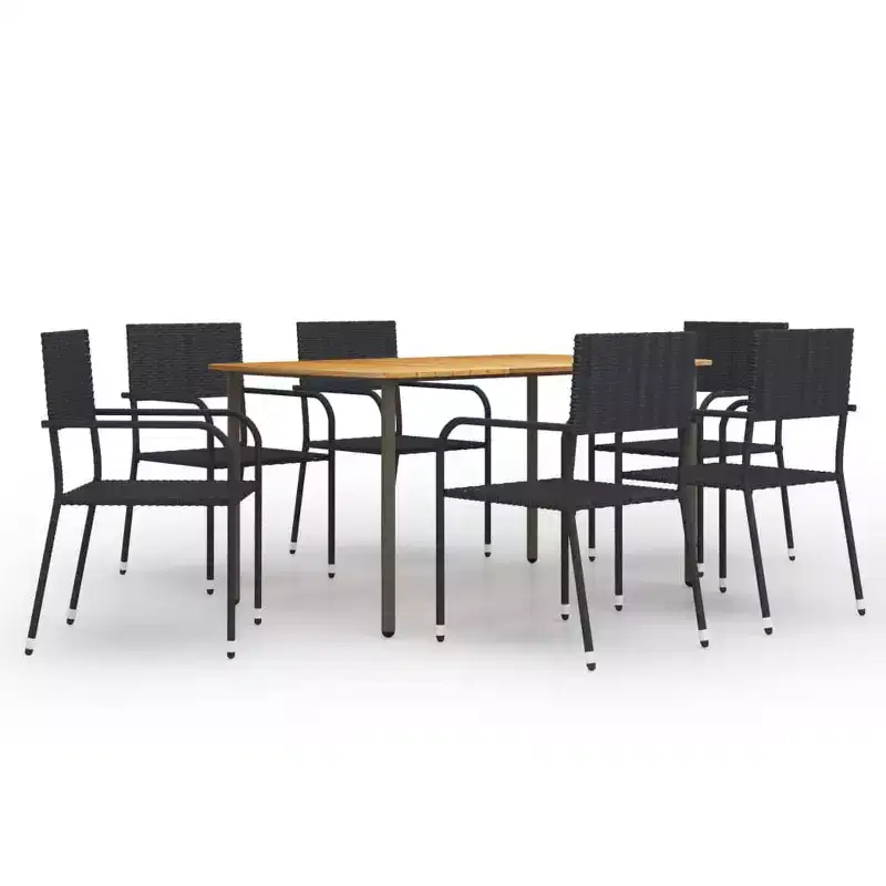 vidaXL Patio Dining Set Dining Table and Chairs Furniture Set Poly Rattan - Black 6-Piece