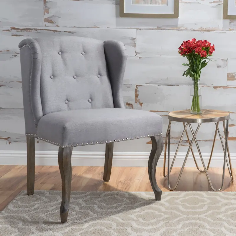 Niclas Wing Back Studded Fabric Accent Chair by Christopher Knight Home