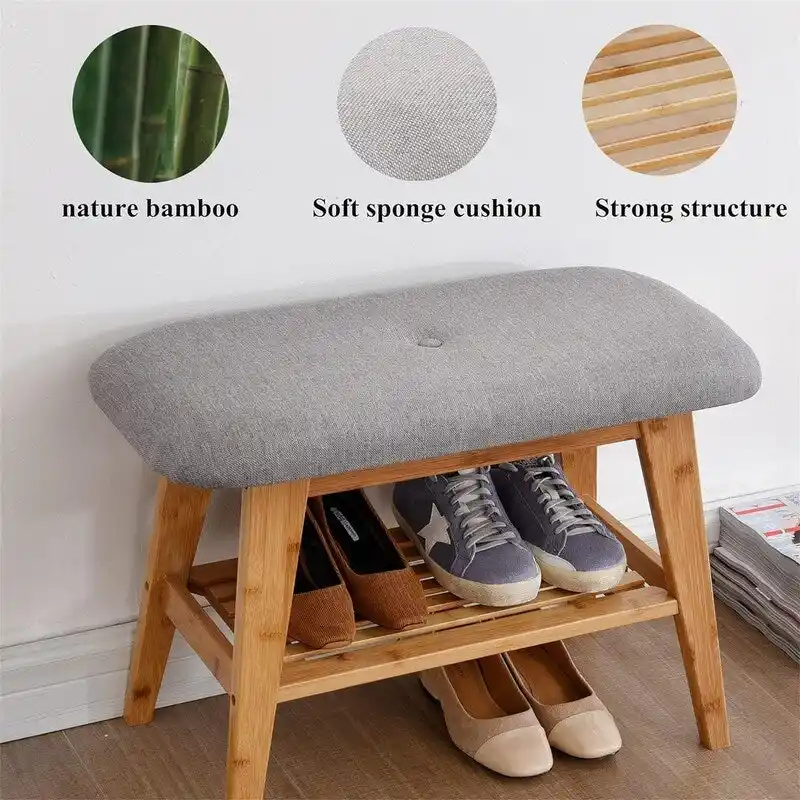 Bamboo Entryway Bench - 11.8D x 23.6W x 17.7H