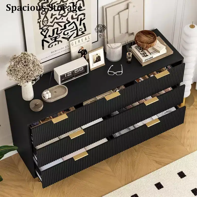 7 Drawers Dresser - Wide Top Wood Storage with Metal Handles for Bedroom & Living Room