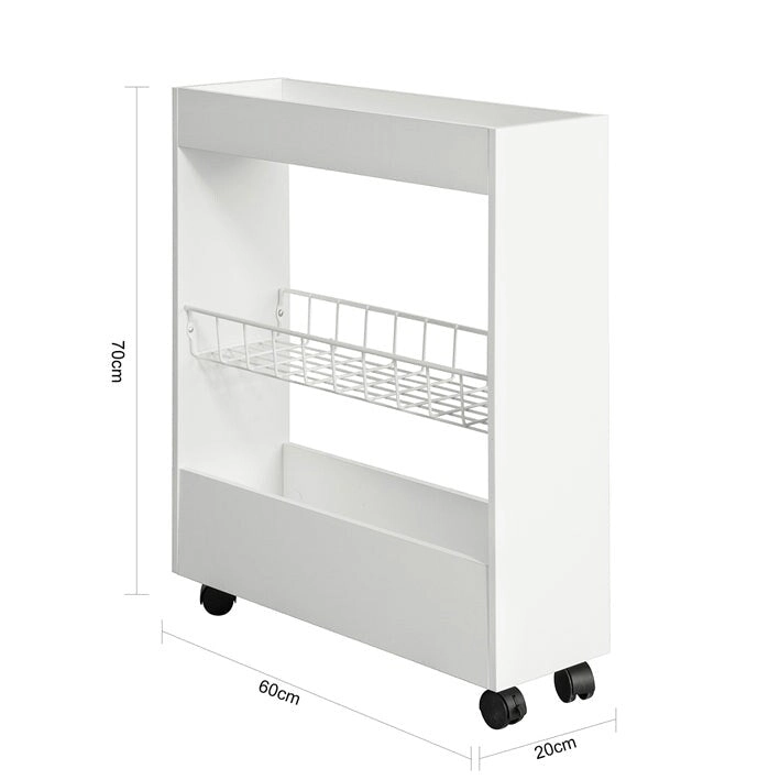 Haotian BZR46-W, Freestanding Bathroom Cabinet with 3-tier Shelf