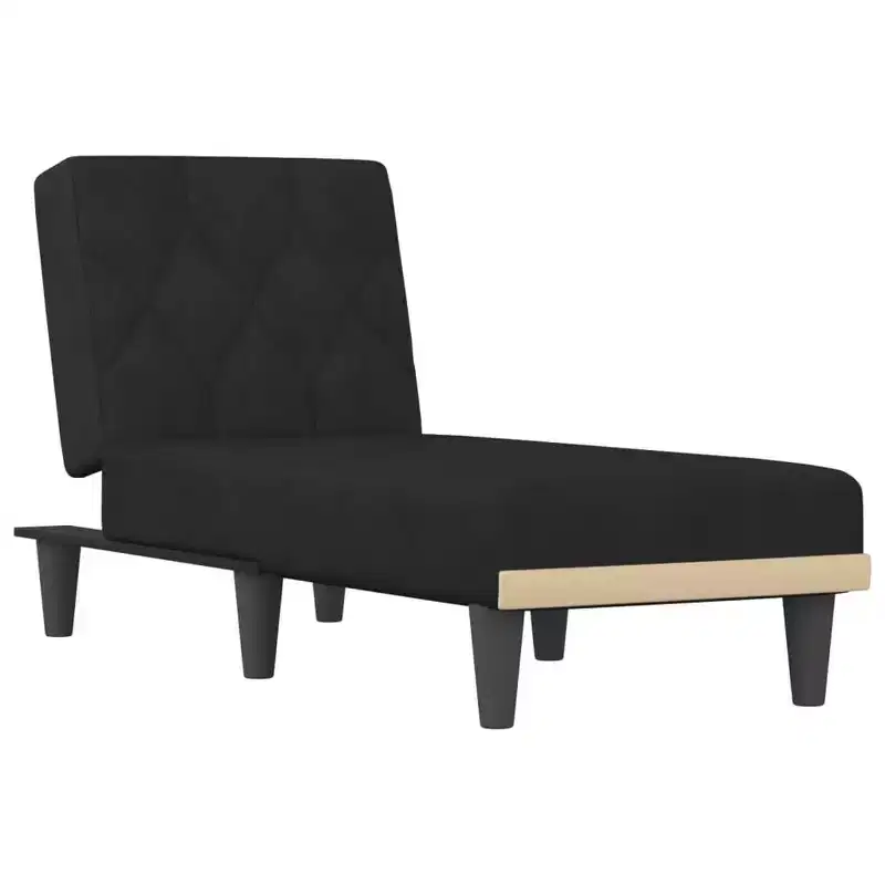 Chaise Longue Black Velvet (100% polyester), plywood