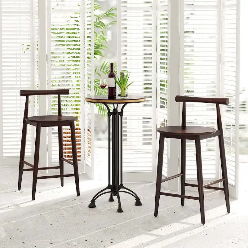 Wooden Bar Stools Set of 2/4 with Acacia Wood Legs