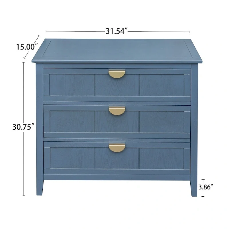 American Style Cabinet with Non-Slip Foot Pads and 3 Drawers