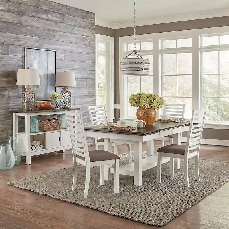 Brook Bay White Trestle Table Set with Chairs - 5, 6, or 7 Pieces