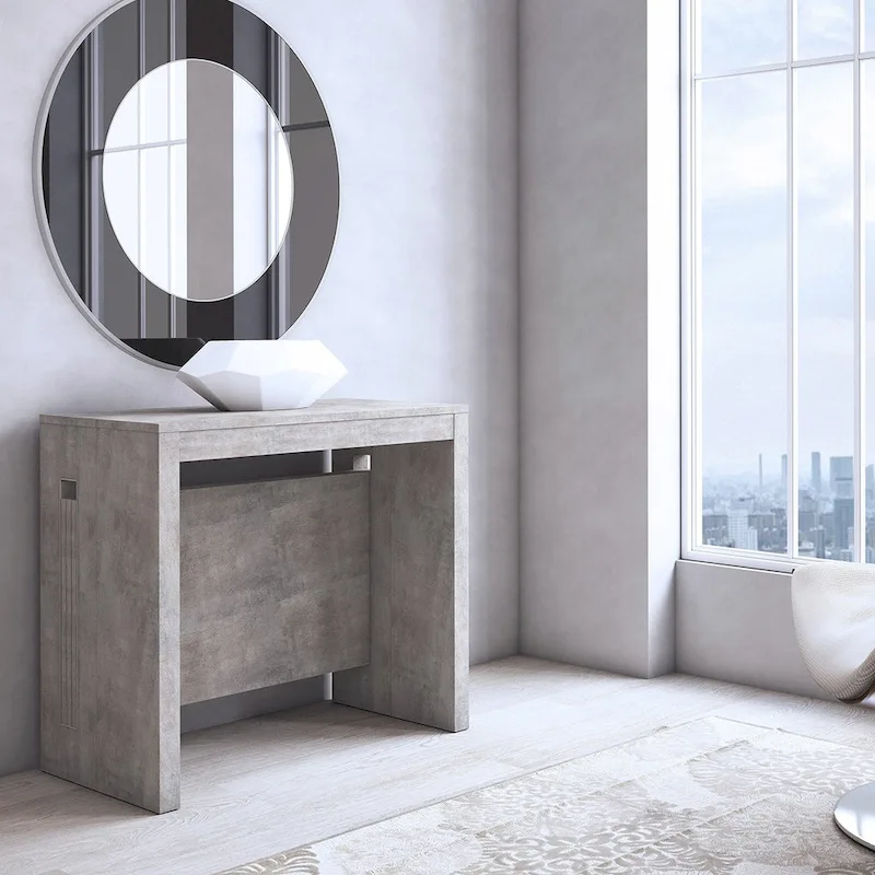 Modern Extendable Console Table Dining Table - 31.5 W x 17.5 D x 30 H ( Ext: 17.5 - 73 W )