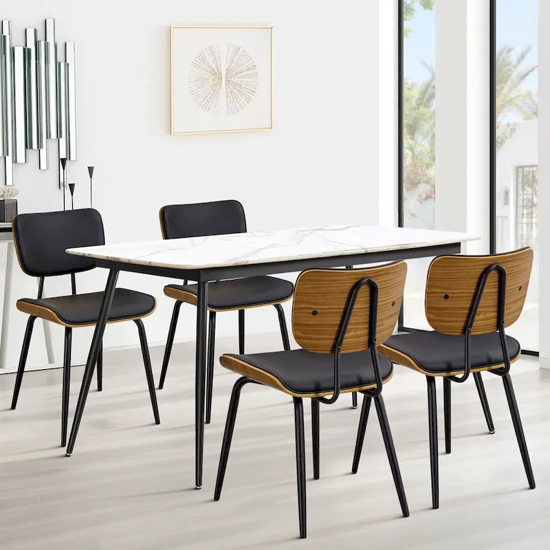 Faux Leather Upholstered Dining Chairs Set of 2/4 - 33.5 H x 17.5 W x 23 D