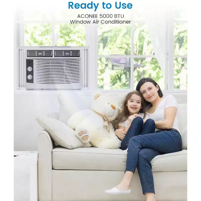 Energy-Efficient 5000 BTU Window Air Conditioner for Rooms up to 150 Sq.Ft  Quiet Operation, Mechanical Controls, Easy Installation