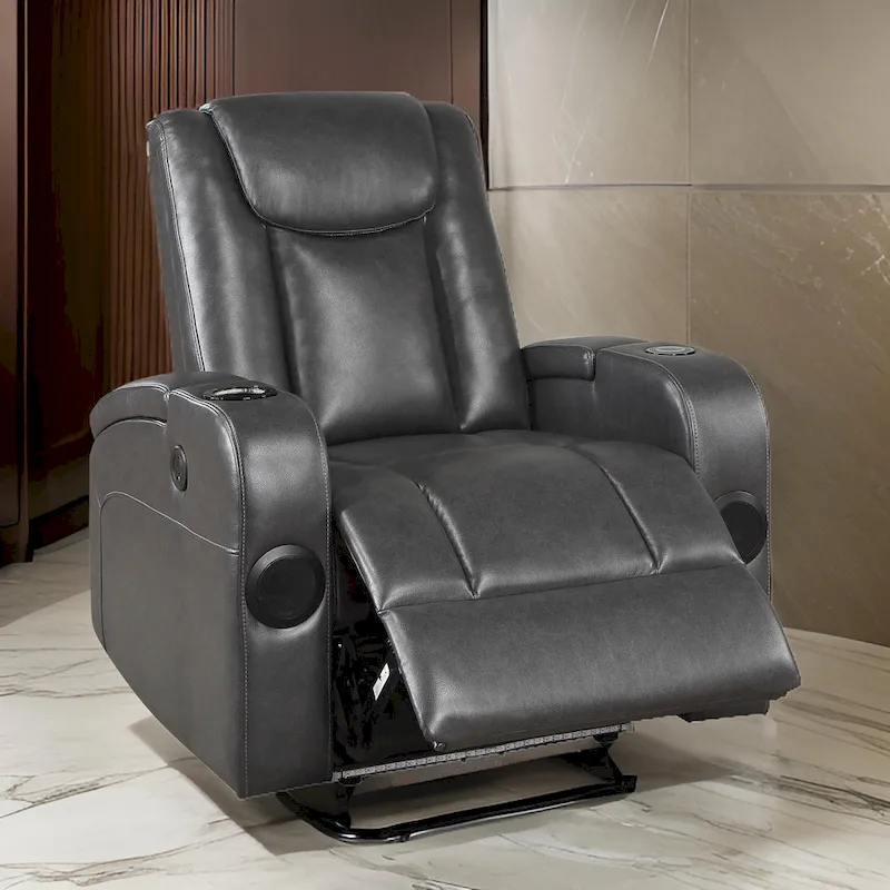 PU Leather Power Recliner Chair with LED & Cooling Cupholder 38