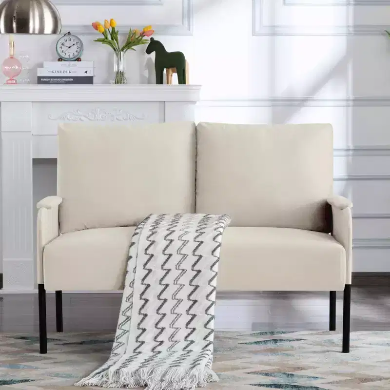 MAYEERTY 46 Inch Modern Loveseat Powder-Coated Metal Frame, Detachable Cushions, Anti-Scratch Legs