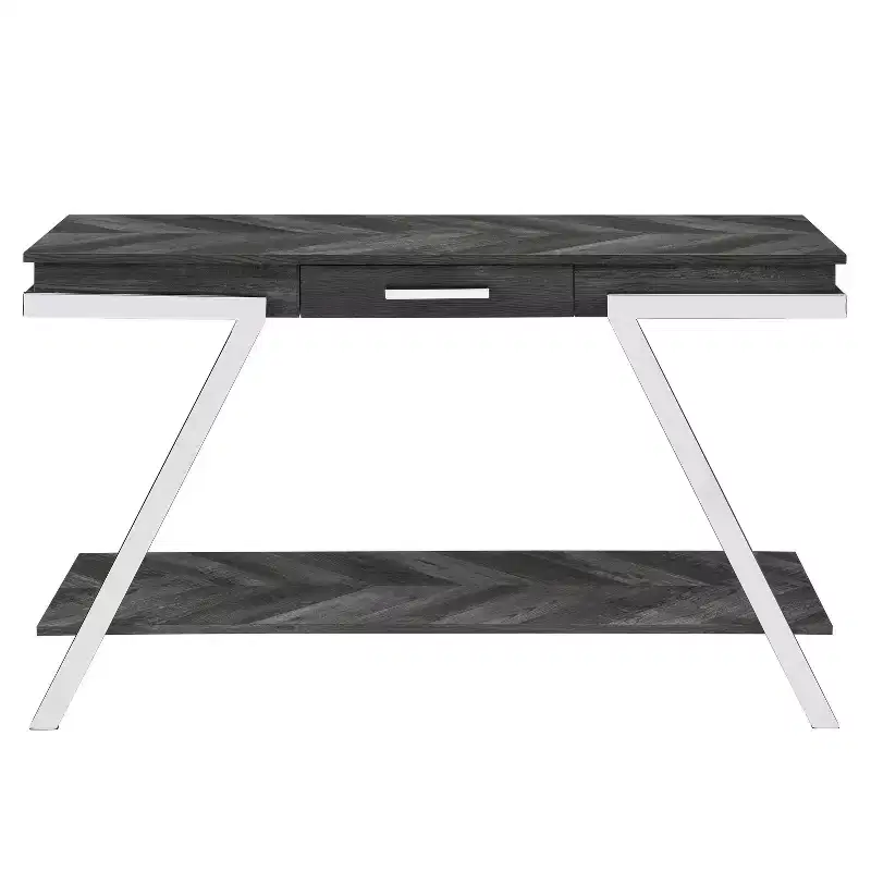 Roma Sofa Table Metal and Wood Dark Gray