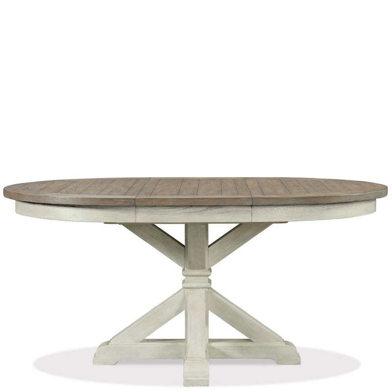 Roundhill Furniture Harola 7-Piece Dining Set, Round Pedestal Dining Table with 18 Leaf, 6 Side Chairs