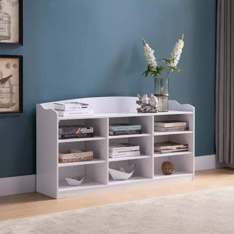 Okak Modern Shoe Cabinet, Storage Cabinet with Nine Shelves, Display Cabinet for Living Room, Entryway, Hallway, White
