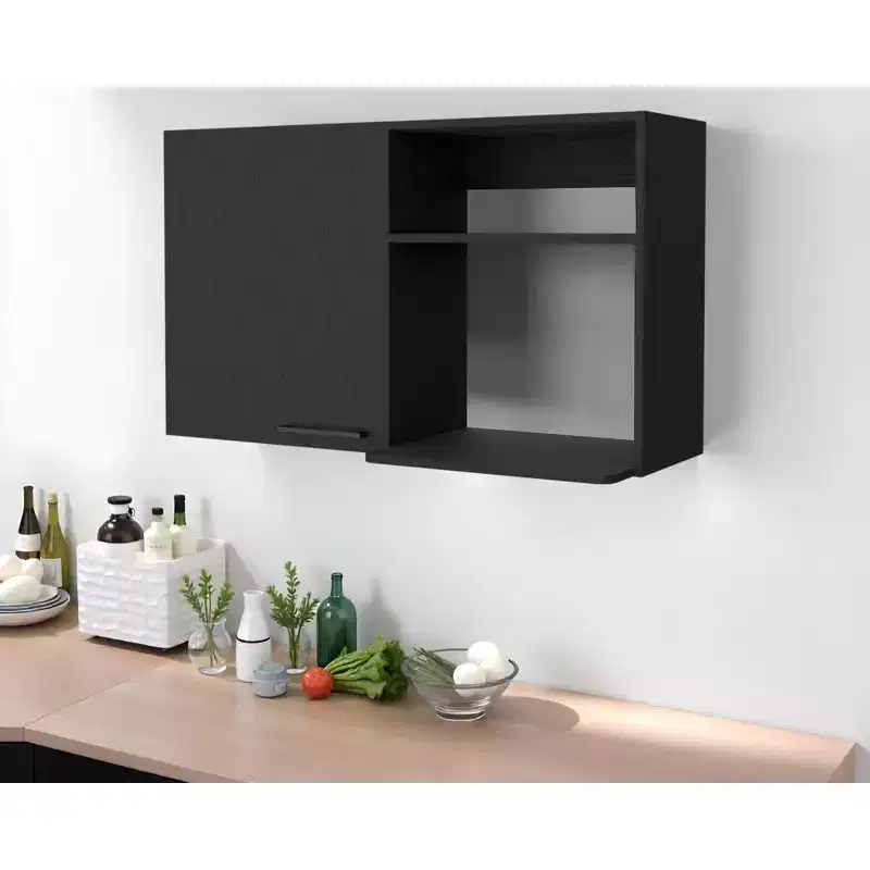 HomeRoots 39 Black Accent Cabinet With Two Shelves