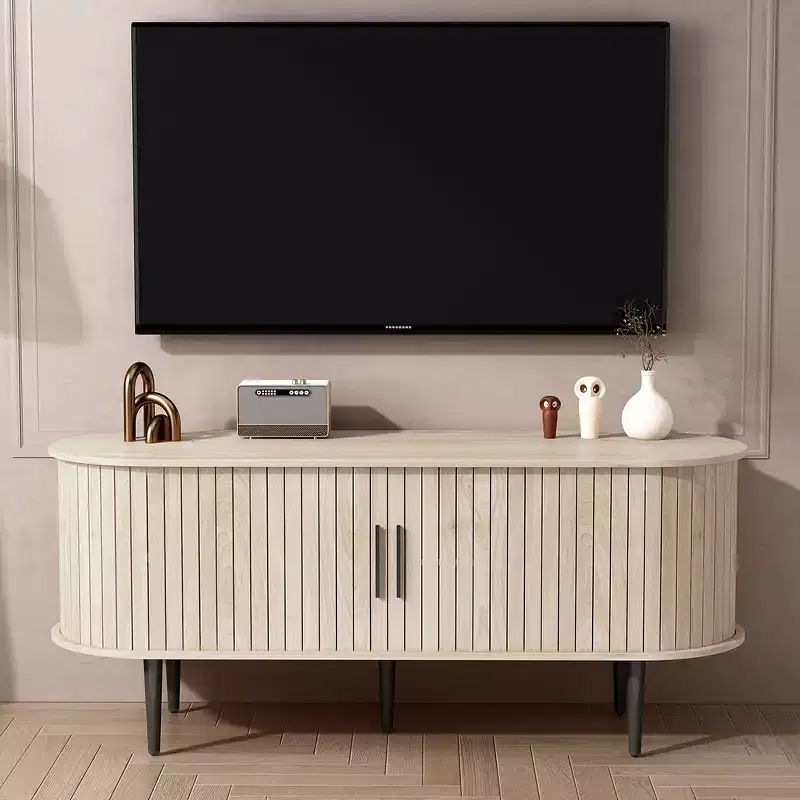MDF Fluted TV Stand with Sliding Door 55