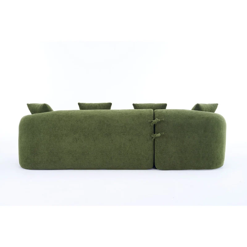 L-Shaped Chenille Sectional Sofa with Chaise and 4 Pillows