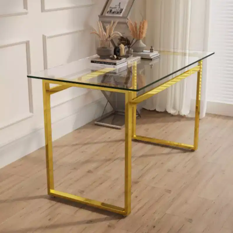Minimalist Glass Dining Table for 4-6, Tempered Glass & Chrome Legs, Multi-Use for Home