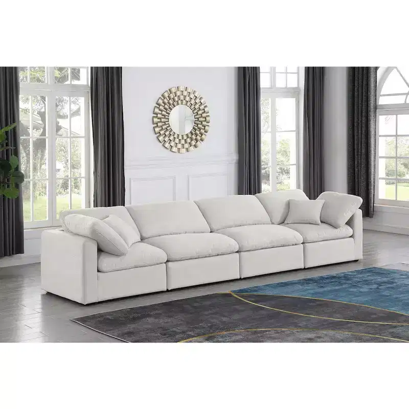 Meridian Furniture Indulge Linen Textured Fabric Modular Sofa