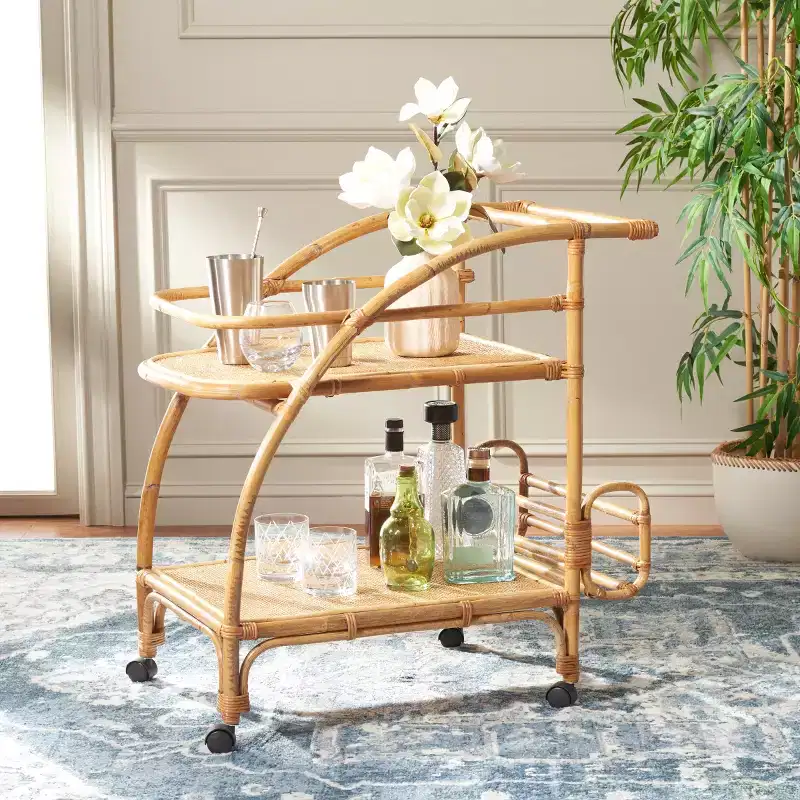 Treise 2 Tier Bar Cart - BCT6501A - Natural - Safavieh