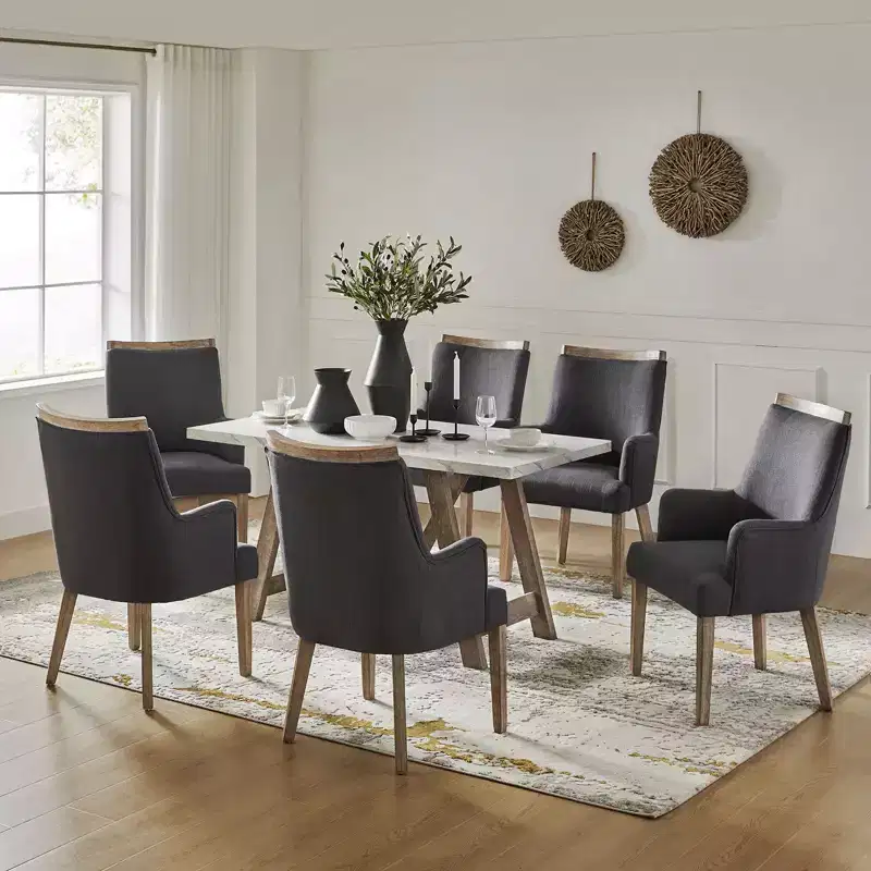 Dan Farmhouse Dining Chair with Solid Wood Natural Variation Set of 3|HULALA HOME