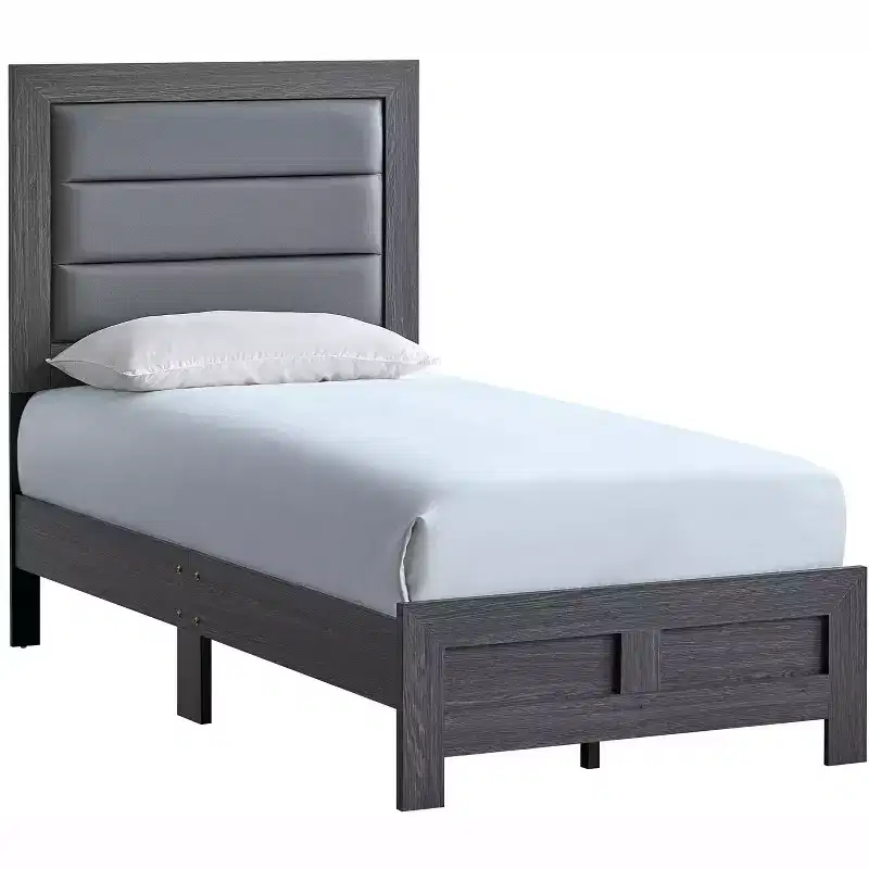 Passion Furniture Plano Gray Wood Frame Twin Panel Bed