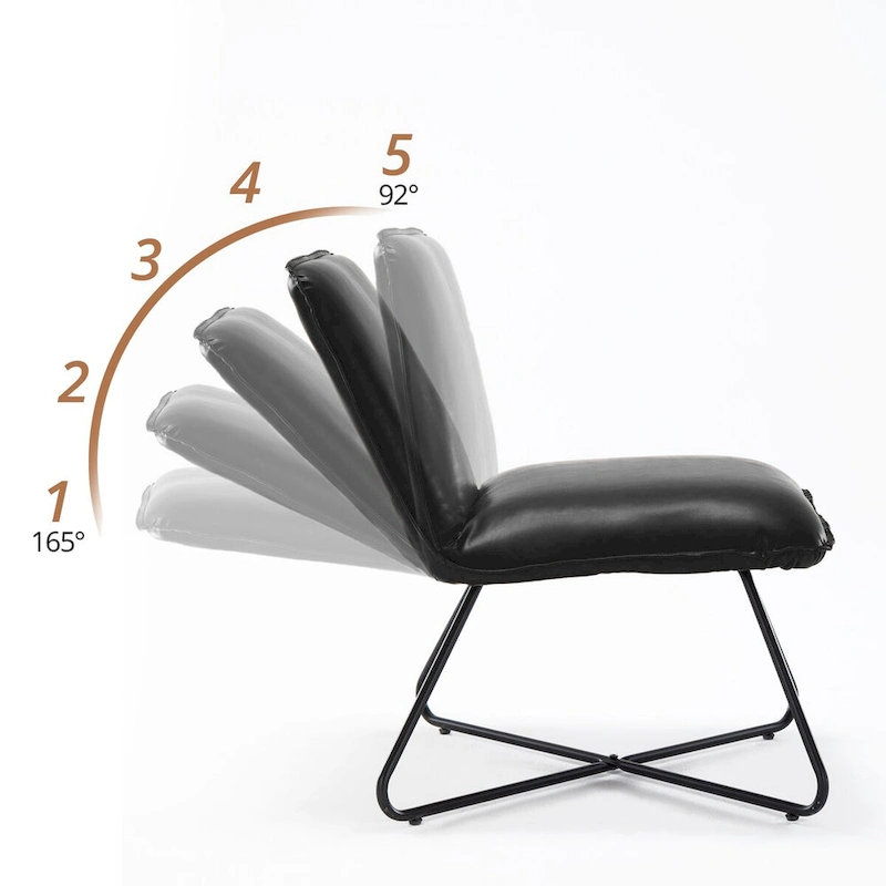 LUE BONA Mid Century Faux Leather Accent Chair With Adjustable Backrest - 31.5 H X 22.2 W X 23.6 D