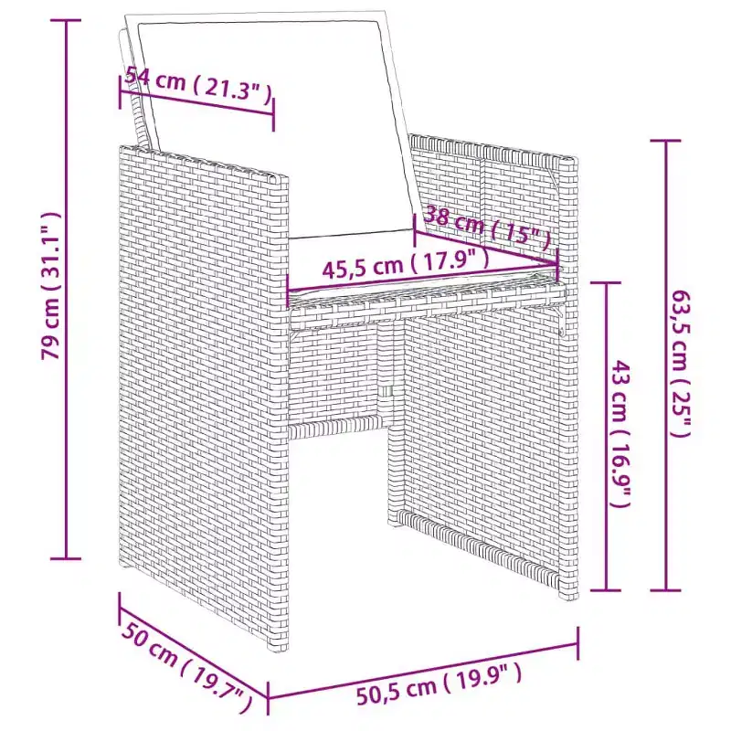 vidaXL Patio Dining Set Set of 10 Gray PE Rattan Large Collapsible