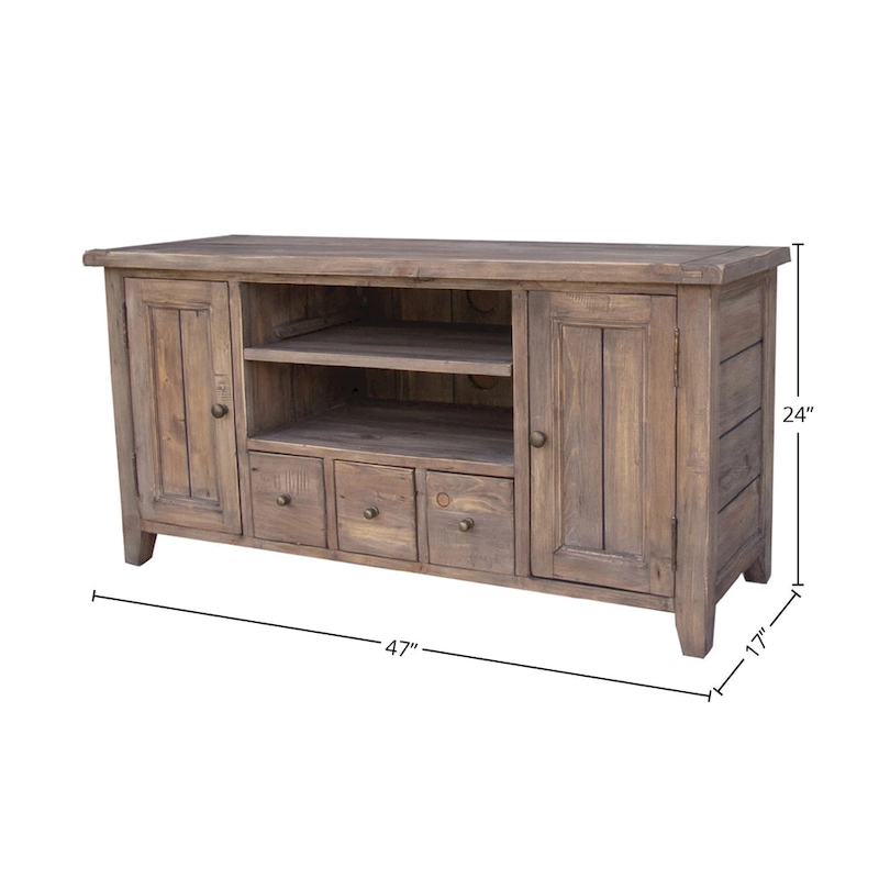 47 Wide Small Media Unit, Light Brown