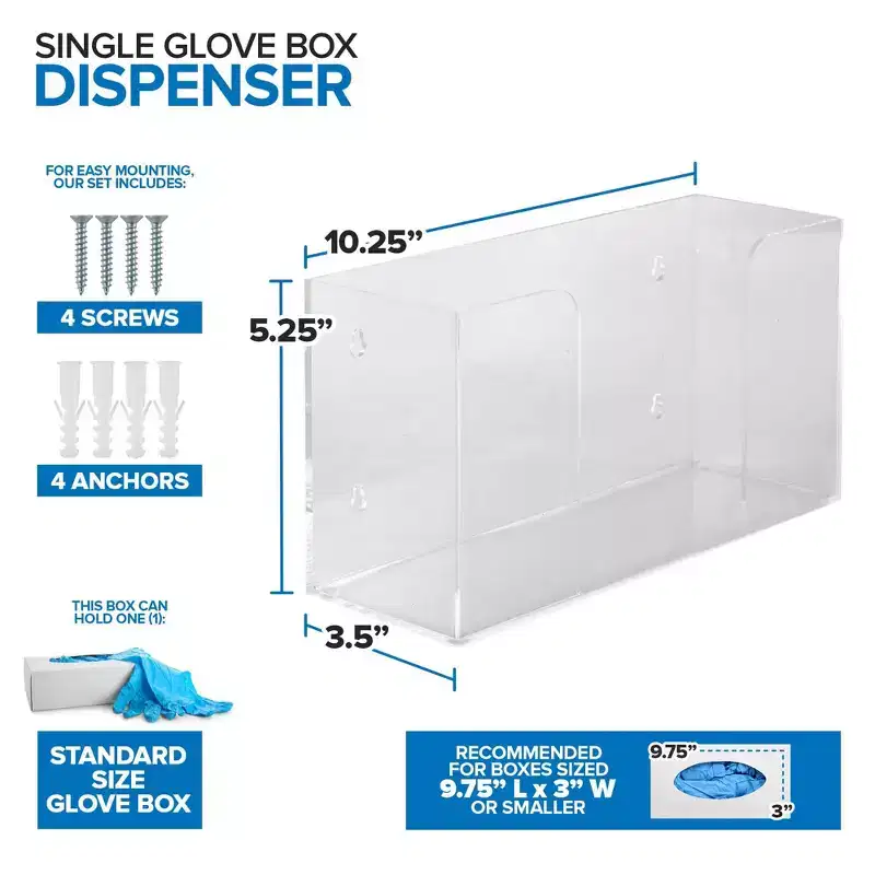 Stock Your Home Acrylic Wall Mount Single Gloves or Tissue Box Dispenser (30 Pack)