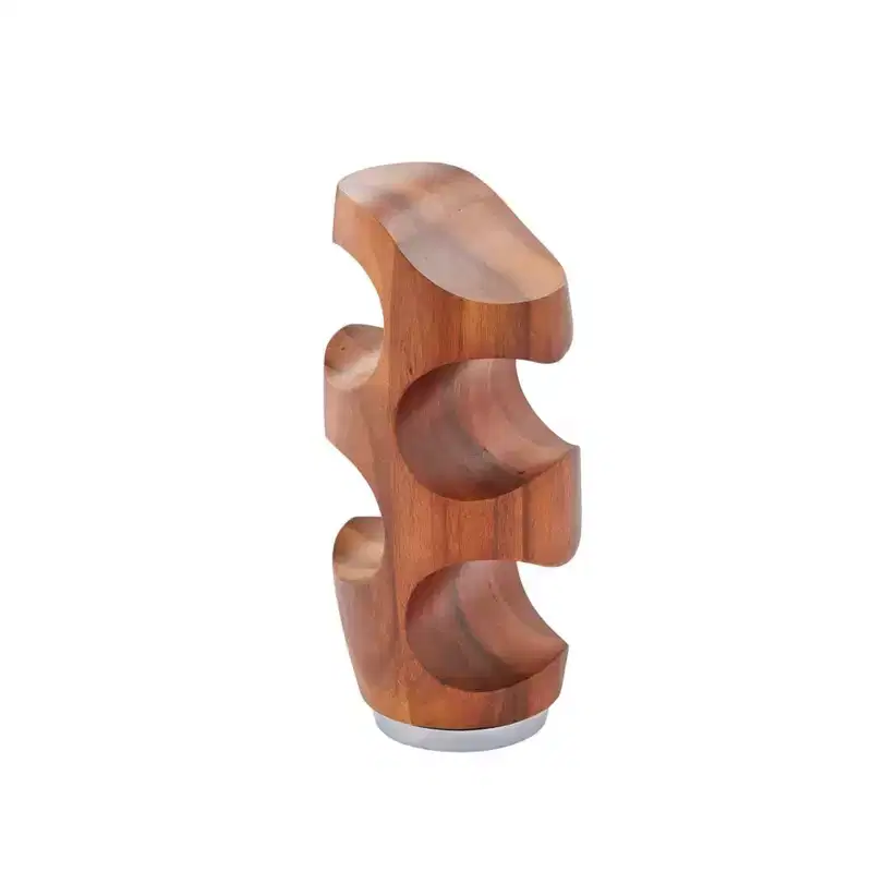 Acacia Wood & Alloy 4-Bottle Display Rack, 6x13