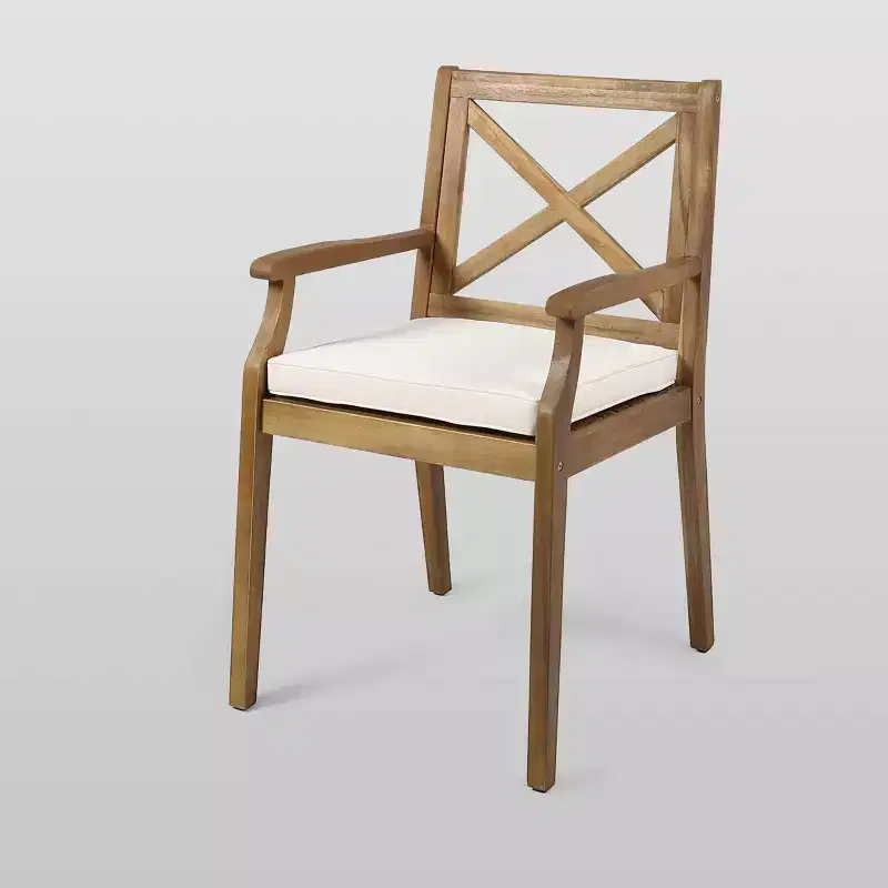 Pines 5pc Acacia Wood Outdoor Dining Set - Teak/Cream - Christopher Knight Home, Weather-Resistant: 4-Person Patio Furniture Set