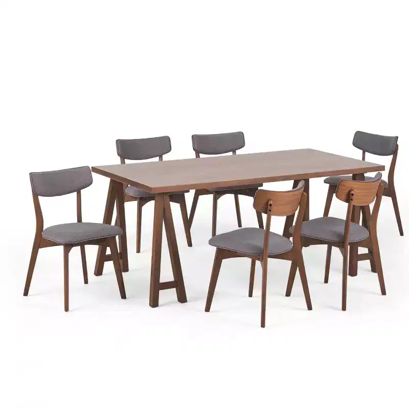 Christopher Knight Home Chazz Mid Century Modern Fabric Upholstered 7 Piece Dining Set
