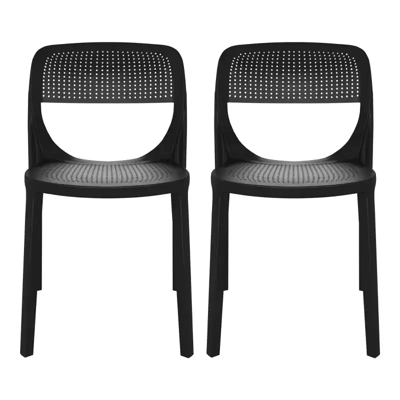 WestinTrends Playa Modern Stackable Plastic Resin Patio Dining Side Chair (Set of 2)