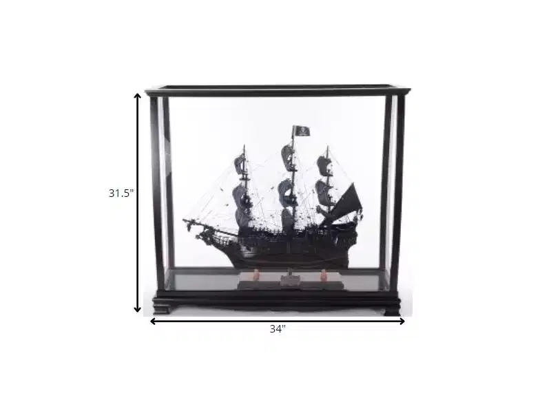 HomeRoots 34 Black Glass Standard Display Stand