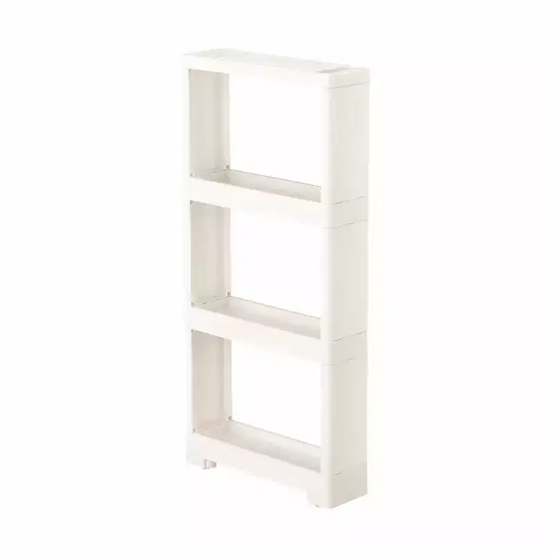 3-Tier Slim Storage Wagon with Wheels – Space-Saving, Tool-Free, White