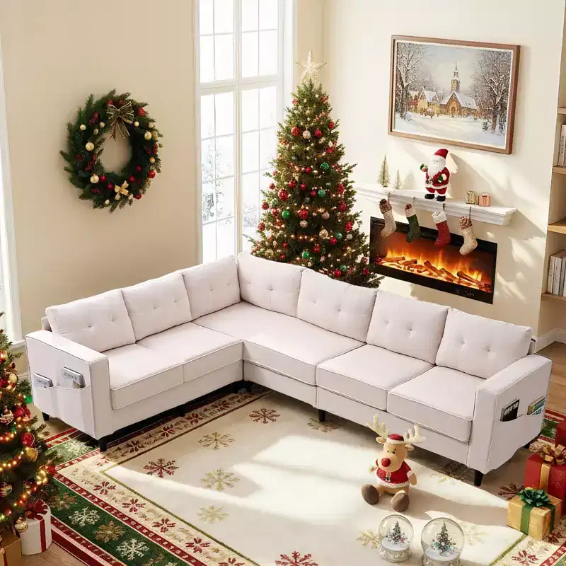 Mjkone 108Snowflake Velvet Oversized Modular Sectional Sofa, L-Shaped Sectional Sofas with Side Pocket, Large 6 Seater Corner Sofa