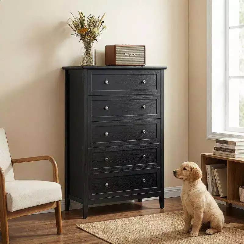 31.5 Inch Frame Construction Double Handle 5 Drawer Chest