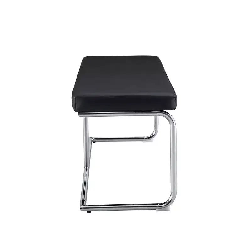 Leather Bench with Silver Metal Legs