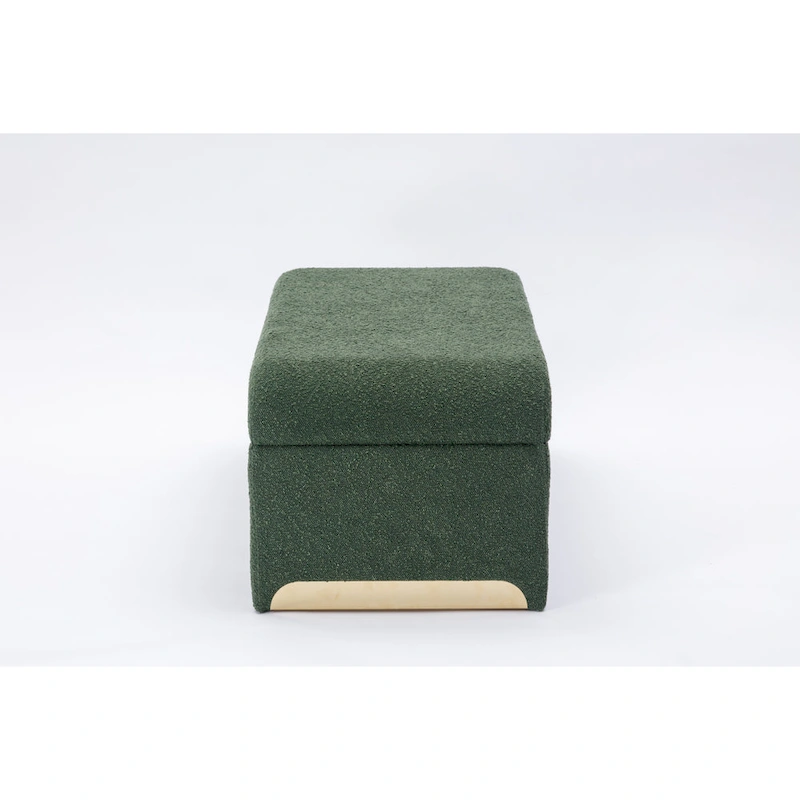 New Boucle Fabric Ottoman Footstool Bedroom Bench Shoe Bench With Gold Metal Legs