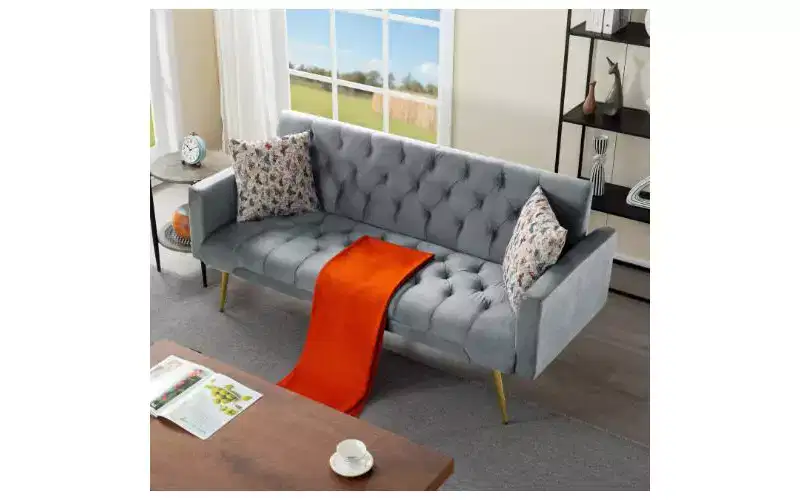 Modern Button Tufted Convertible Sleeper Sofa Bed with Adjustable Back,Upholstered Futon Sofa Couch for Living Room,Apartment