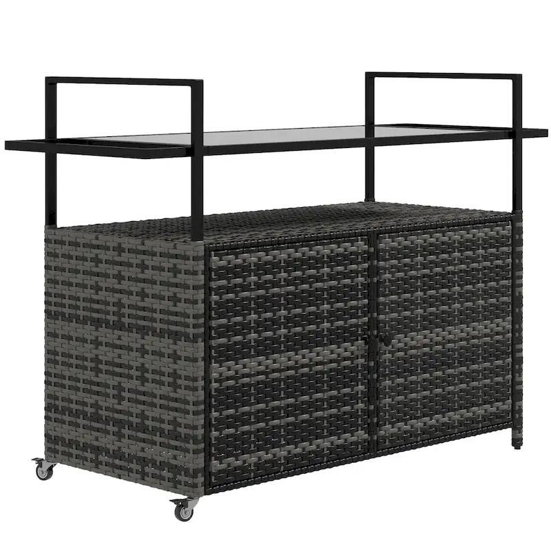 Patio Serving Cart with Glass Top
