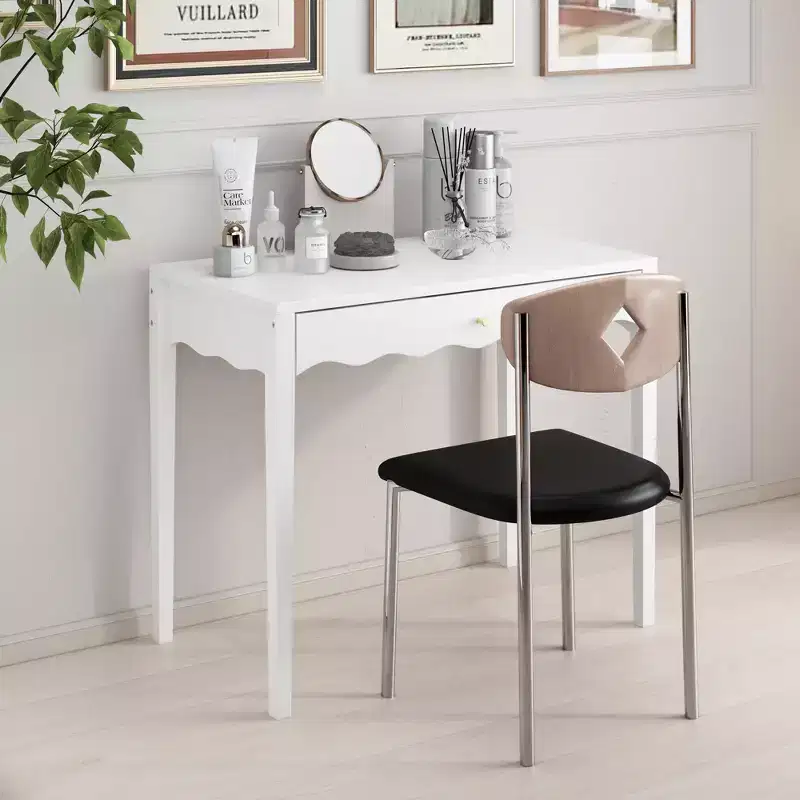 White Makeup Vanity Dressing Table with Drawer, Compact Writing Desk & Entryway Console Table (Table Only)
