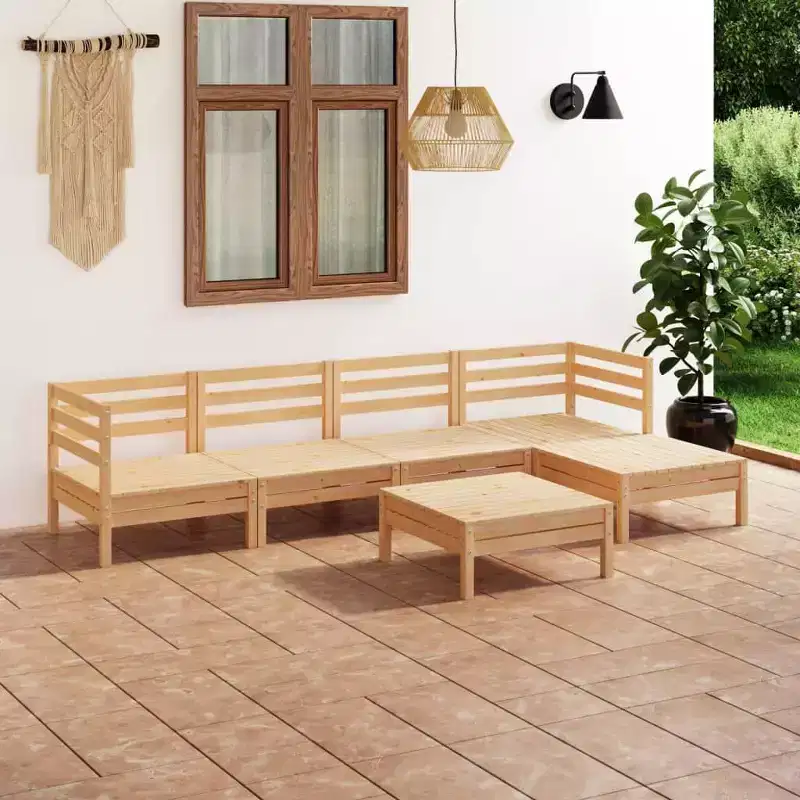 vidaXL Garden Lounge Set Light brown Solid pine wood Medium Modular
